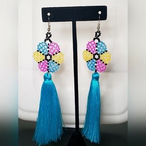Beaded tassel earrings